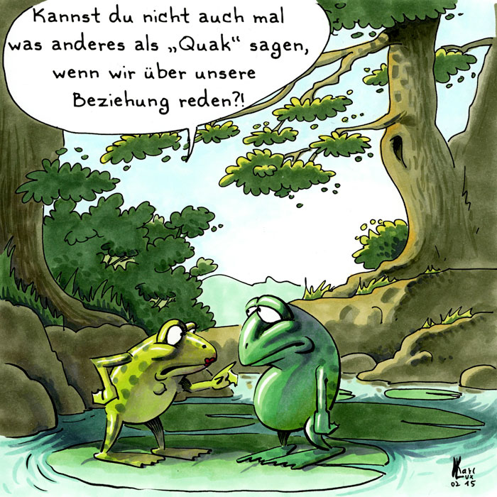 Cartoon 002, Frosch, Frösche, Beziehungskrise