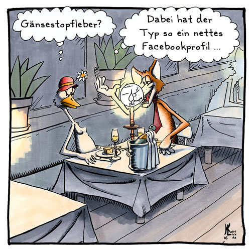 Cartoon 003, Fuchs, Gans, Gänseleber