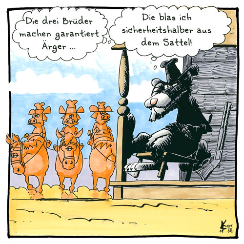 Cartoon 020, Wolf, Großmutter, Fleisch, Metzger, Fleischhacker