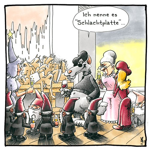 Cartoon 047, Wolf, Rotkäppchen, Gro&szligmutter