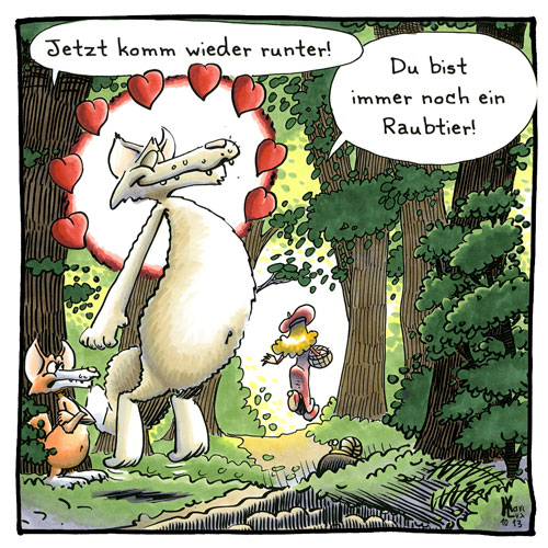 Cartoon 055, Wolf, Rotkäppchen, Fuchs