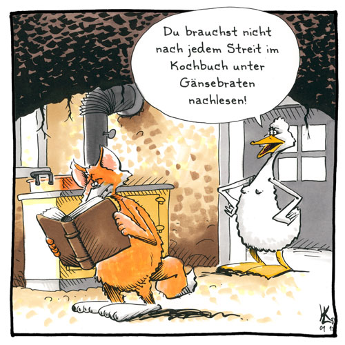 Cartoon 069, Fuchs du hast die Gans gestohlen, Gänsebraten